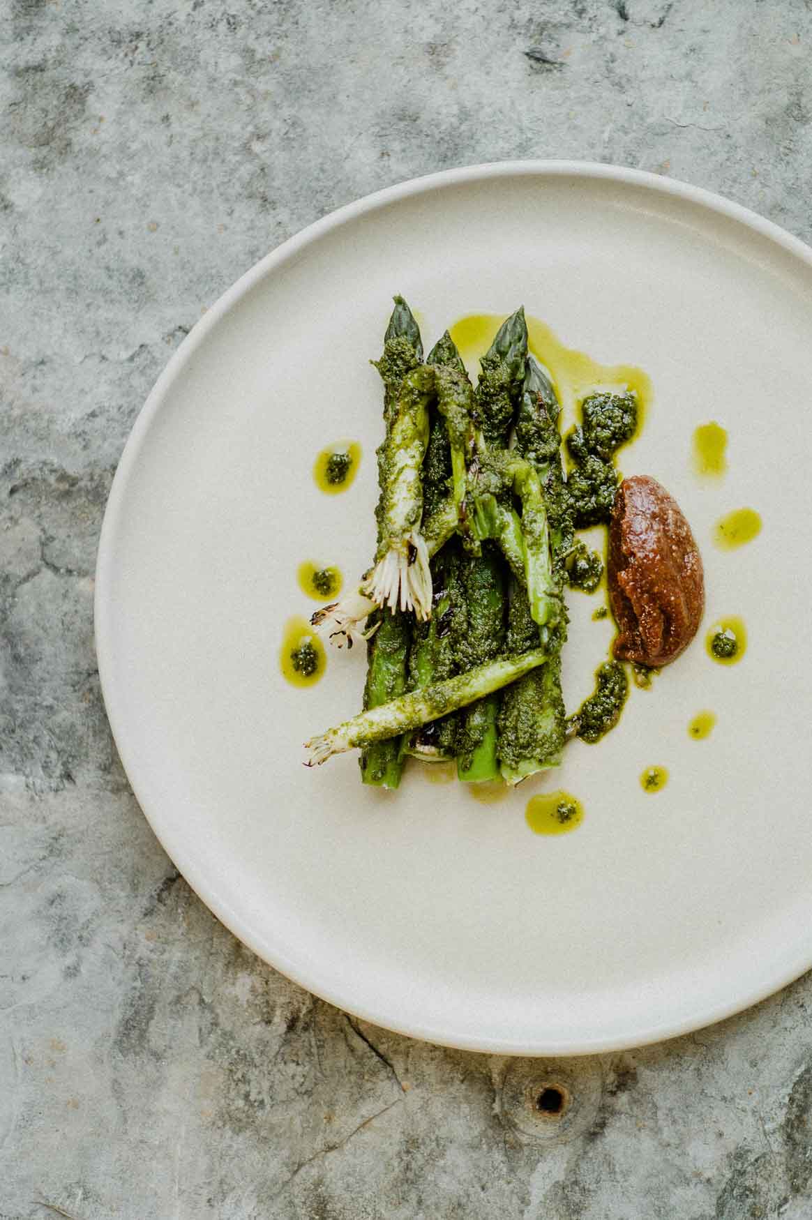 Asparagus served with pesto at Temple